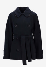 S Max Mara Louise Wool Belted Coat Blue 2619081041600SMMLOUI_081