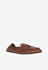 Miu Miu Stitched Leather Loafers Brown  5D341EFD005EFX_F0316