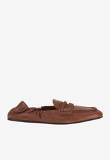 Miu Miu Stitched Leather Loafers Brown  5D341EFD005EFX_F0316