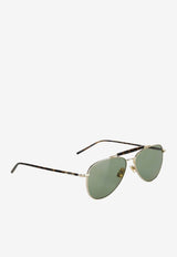 Saint Laurent Metal Pilot Sunglasses Green 862856Y9973_8032