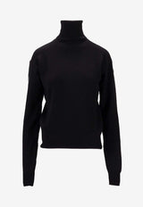 Saint Laurent Turtleneck Wool Knit Sweater Black 841026Y77ET_1000