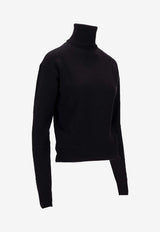 Saint Laurent Turtleneck Wool Knit Sweater Black 841026Y77ET_1000