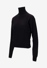 Saint Laurent Turtleneck Wool Knit Sweater Black 841026Y77ET_1000