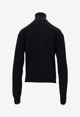 Saint Laurent Turtleneck Wool Knit Sweater Black 841026Y77ET_1000