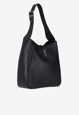 Saint Laurent Large LE 5 À 7 Supple Shoulder Bag in Grained Leather Black 753837AACQG_1000