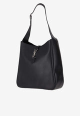 Saint Laurent Large LE 5 À 7 Supple Shoulder Bag in Grained Leather Black 753837AACQG_1000