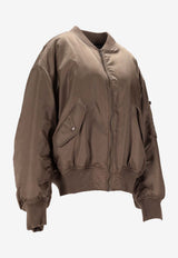 Saint Laurent Zip-Up Bomber Jacket with Sleeve-Pocket Green 838713YZ9BV_2879