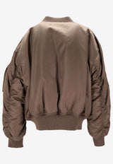 Saint Laurent Zip-Up Bomber Jacket with Sleeve-Pocket Green 838713YZ9BV_2879