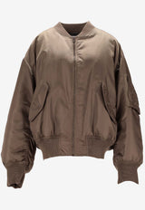Saint Laurent Zip-Up Bomber Jacket with Sleeve-Pocket Green 838713YZ9BV_2879