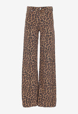 Anine Bing Hugh Leopard Print Denim Pants Brown A0611765_MTL59