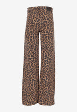 Anine Bing Hugh Leopard Print Denim Pants Brown A0611765_MTL59