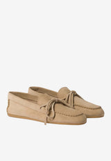 Miu Miu Bow Leather Loafers Beige 5D577EF005054_F0F24