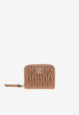Miu Miu Matelassé Leather Logo Zip Wallet Brown  5MM268AFPP_F098L
