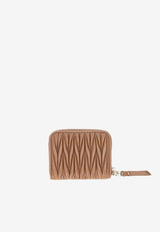 Miu Miu Matelassé Leather Logo Zip Wallet Brown  5MM268AFPP_F098L