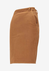 Saint Laurent Pencil Denim Skirt Brown 845698Y09WJ_6900