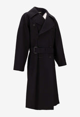 Saint Laurent Button-Fastening Belted Jacket Black 848512Y5J40_1000