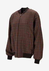 Saint Laurent Checked Zip-Up Jacket Brown 843358Y3J12_2945