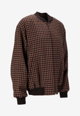 Saint Laurent Checked Zip-Up Jacket Brown 843358Y3J12_2945