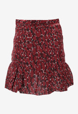 Saint Laurent Ruffled Abstract Print Mini Skirt Red 843929Y4J65_9477