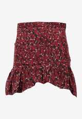 Saint Laurent Ruffled Abstract Print Mini Skirt Red 843929Y4J65_9477
