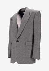 Saint Laurent Prince of Wales Single-Breasted Jacket Gray 837196Y5H54_1095