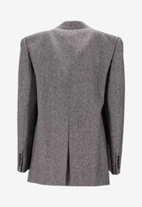Saint Laurent Prince of Wales Single-Breasted Jacket Gray 837196Y5H54_1095