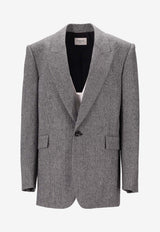 Saint Laurent Prince of Wales Single-Breasted Jacket Gray 837196Y5H54_1095