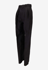 Saint Laurent Pleated-Front Straight Pants Black 854457Y5J50_1000