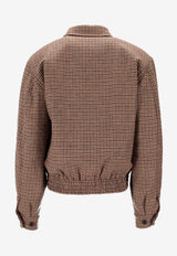 Saint Laurent Checked Zip-Up Bomber Jacket Beige 842873YZ9CH_9773
