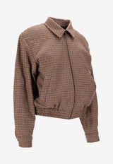 Saint Laurent Checked Zip-Up Bomber Jacket Beige 842873YZ9CH_9773