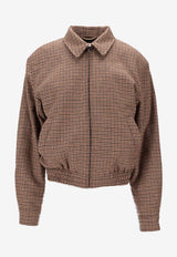 Saint Laurent Checked Zip-Up Bomber Jacket Beige 842873YZ9CH_9773