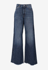 Stella McCartney Paneled Wide-Leg Frayed Jeans Denim 6D04753SQH53_4003