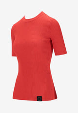 Stella McCartney Light Stretch Ribbed T-shirt Red 6K11003S2612_6025