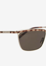 Saint Laurent Joe Rectangular Sunglasses Brown 843043Y9969_8003