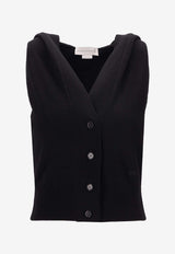 Stella McCartney Cosy Knit Hooded Cardigan Vest Black 6K11153S2610_1000