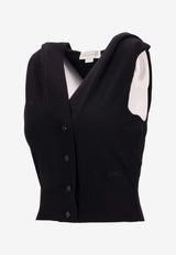Stella McCartney Cosy Knit Hooded Cardigan Vest Black 6K11153S2610_1000