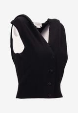 Stella McCartney Cosy Knit Hooded Cardigan Vest Black 6K11153S2610_1000