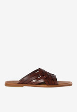 Miu Miu Braided Leather Sandals Brown  5XX678FA0153ZN8_F0201