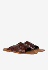 Miu Miu Braided Leather Sandals Brown  5XX678FA0153ZN8_F0201