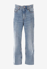 AMI PARIS Logo Patch Straight-Leg Faded Jeans Blue FTR420DE0046_480