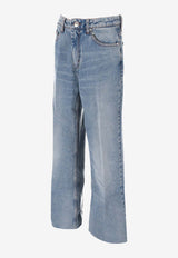 AMI PARIS Logo Patch Straight-Leg Faded Jeans Blue FTR420DE0046_480