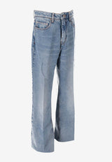 AMI PARIS Logo Patch Straight-Leg Faded Jeans Blue FTR420DE0046_480