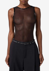 Elisabetta Franchi Sleeveless Sheer Bodysuit Black BO01357E2_110
