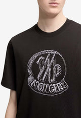 Moncler Chalk Logo Print T-shirt Black L10918C0003589AUG_999