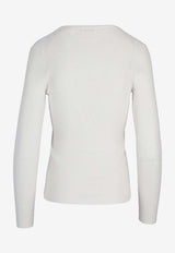 P.A.R.O.S.H. Cipria V-neck Ribbed Top White D511672CIPRIA26_002