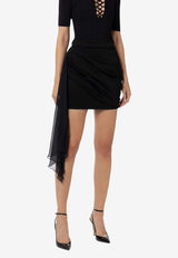 Elisabetta Franchi Sash-Detail Draped Mini Skirt Black GOT9551E2_110