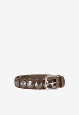 Golden Goose DB Trinidad Washed Leather Belt with Studs Brown GMA00161A000137_55319