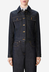 Thom Browne Shrunken Denim Jacket Blue FBC948UF1101_415