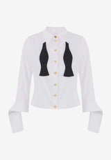 Elisabetta Franchi Bow-Tied Buttoned Shirt White CA13557E2_100