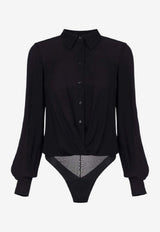 Elisabetta Franchi Twist-Front Button Bodysuit Black CB00457E2_110